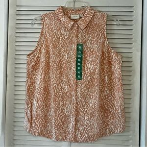 Echothreads Sleeveless Button-up Top